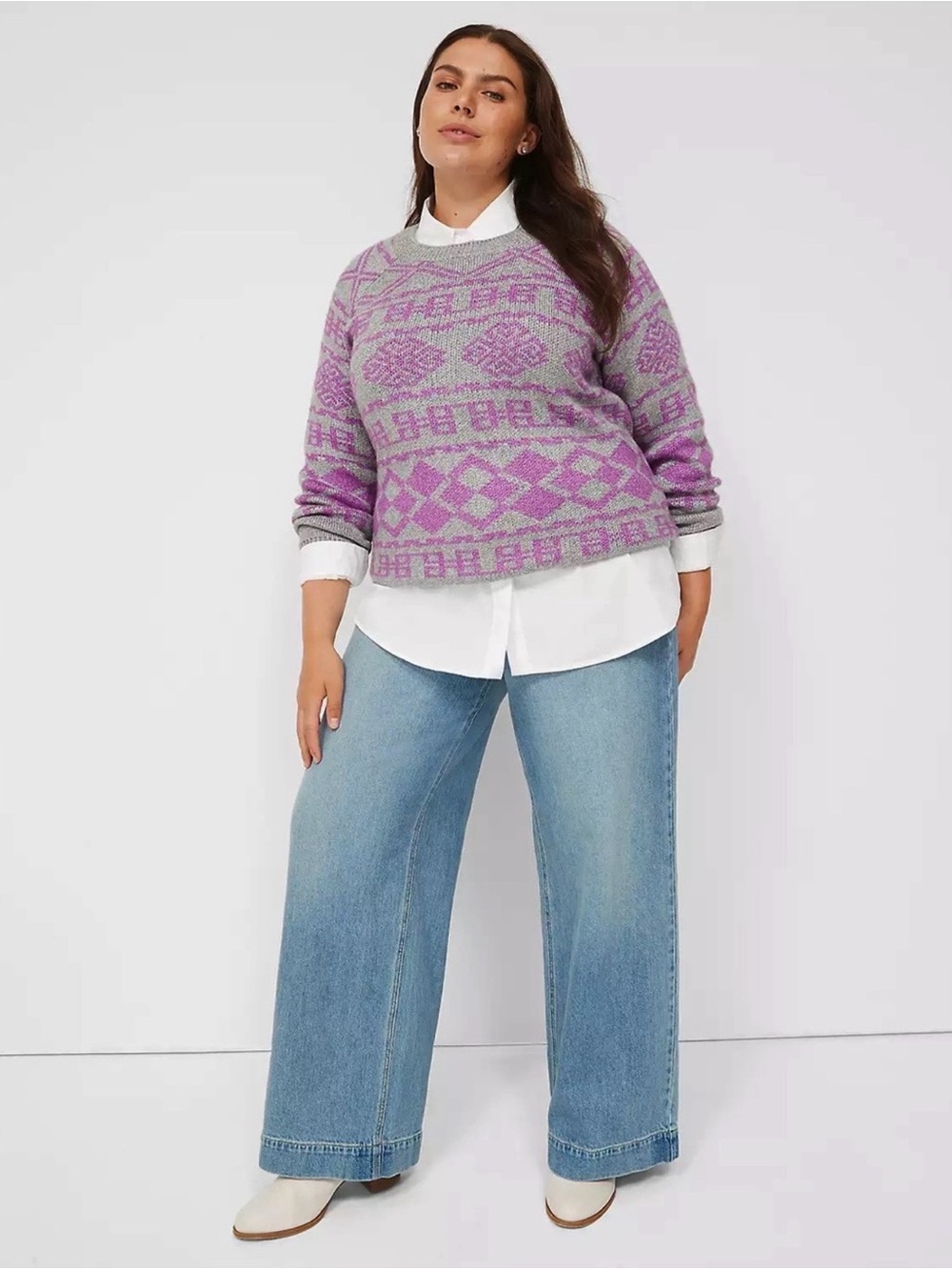 Lilac Patterned Crewneck Sweater